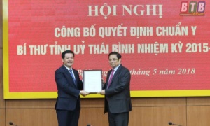 Trao quyết định chuẩn y Bí thư Tỉnh uỷ Thái Bình nhiệm kỳ 2015 - 2020